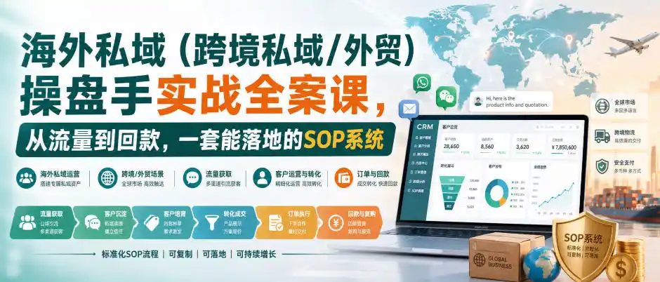 海外私域(跨境私域/外贸)操盘手实战全案课，从流量到回款，一套能落地的SOP系统-小创项目网