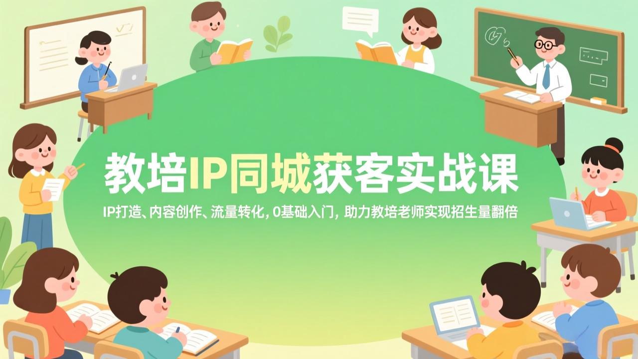 教培IP同城获客实战课，IP打造、内容创作、流量转化，0基础入门，助力教培老师实现招生量翻倍-小创项目网