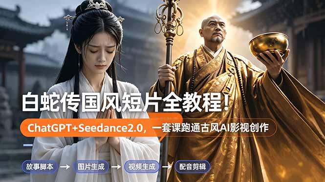 白蛇传-国风短片全教程！ChatGPT+Seedance2.0，一套课跑通古风AI影视创作-寒山客