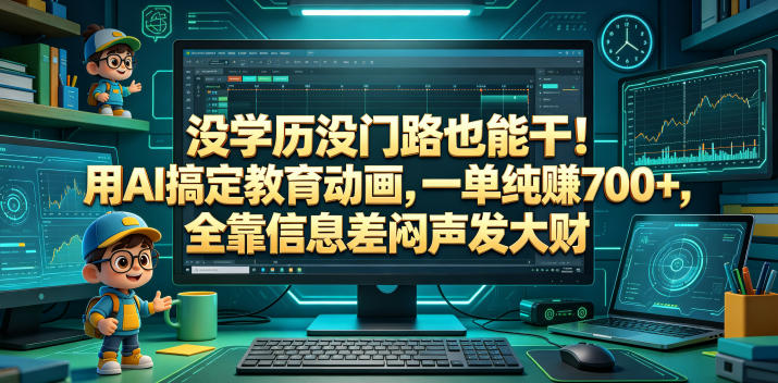 没学历没门路也能干！用AI搞定教育动画，一单纯賺700+，全靠信息差闷声发大财【揭秘】-小创项目网