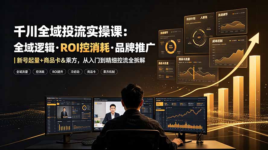 千川全域投流实操课：全域逻辑·ROI控消耗·品牌推广｜新号起量+商品卡&乘方，从入门到精细控流全拆解-小创项目网
