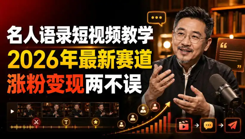 名人语录短视频教学，2026年最新赛道，涨粉变现两不误-小创项目网