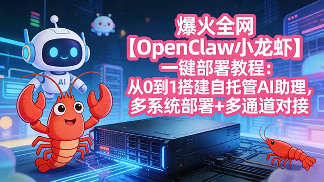 爆火全网【OpenClaw 小龙虾】一键部署教程：从0到1搭建自托管AI助理，多系统部署+多通道对接-小创项目网