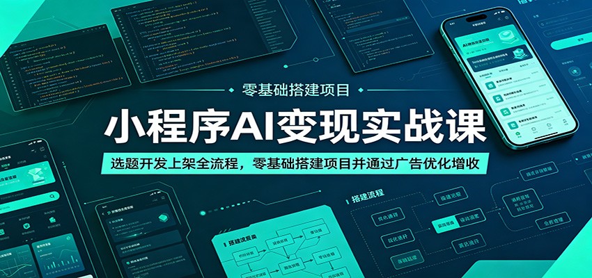 小程序AI变现实战课：选题开发上架全流程，零基础搭建项目并通过广告优化增收-寒山客