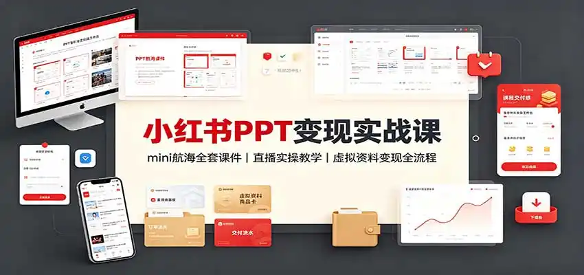 小红书PPT变现实战课：mini航海全套课件+直播实操教学，虚拟资料变现全流程-小创项目网