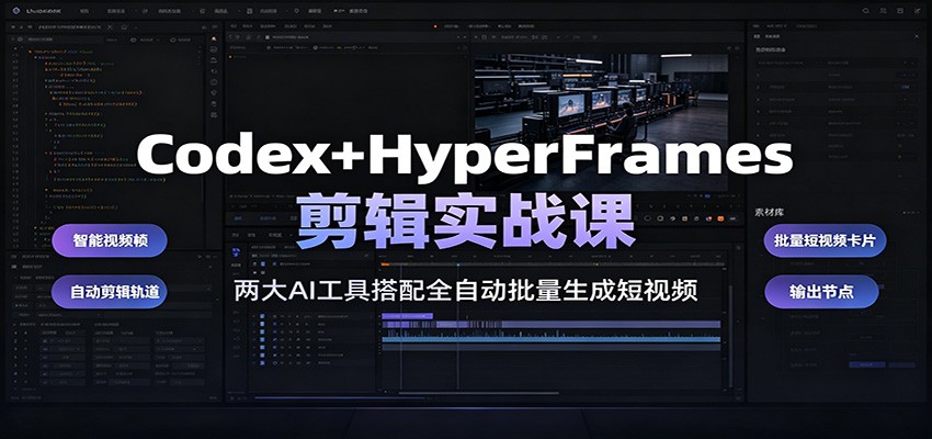 Codex+HyperFrames剪辑实战课：两大AI工具搭配全自动批量生成短视频-小创项目网