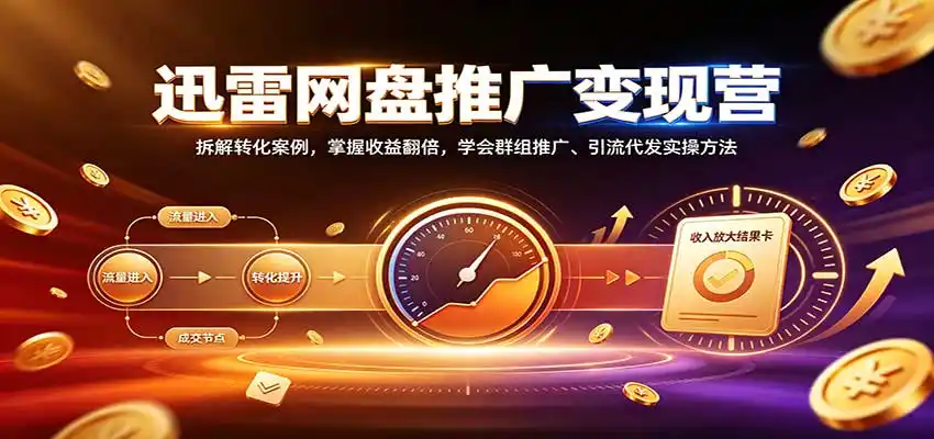 迅雷网盘推广变现营：拆解转化案例，掌握收益翻倍，学会群组推广、引流代发实操方法-寒山客