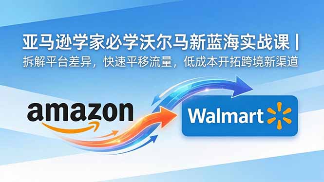亚马逊卖家必学沃尔玛新蓝海实战课｜拆解平台差异，快速平移流量，低成本开拓跨境新渠道-小创项目网