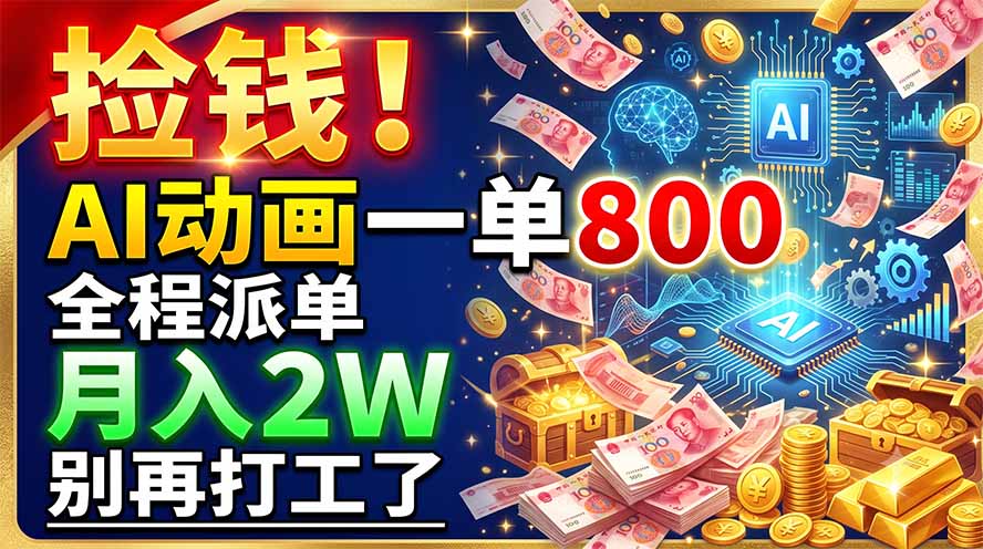 捡钱！AI动画一单800，全程派单，月入2W，别再打工了-小创项目网