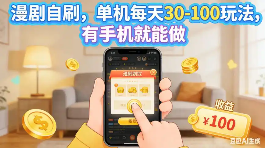 漫剧自刷，单机每天30-100玩法，有手机就能做，可矩阵操作放大收益【揭秘】-小创项目网