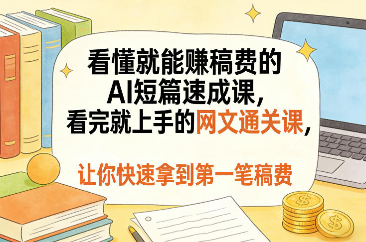 看懂就能賺稿费的AI短篇速成课，看完就上手的网文通关课，让你快速拿到第一笔稿费(更新4月)-小创项目网