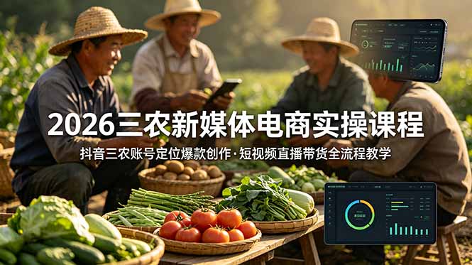2026三农新媒体电商实操课程:抖音三农账号定位爆款创作,短视频直播带货全流程教学插图 2026三农新媒体电商实操课程:抖音三农账号定位爆款创作,短视频直播带货全流程教学插图