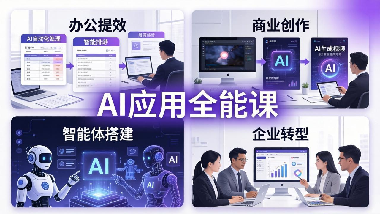 AIGC 应用全能课：办公提效、商业创作、智能体搭建、企业转型，一站式学会AI应用-小创项目网