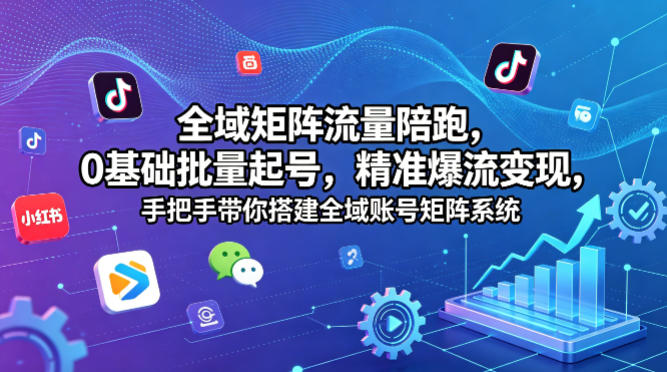 全域矩阵流量陪跑，0基础批量起号，精准爆流变现，手把手带你搭建全域账号矩阵系统-小创项目网