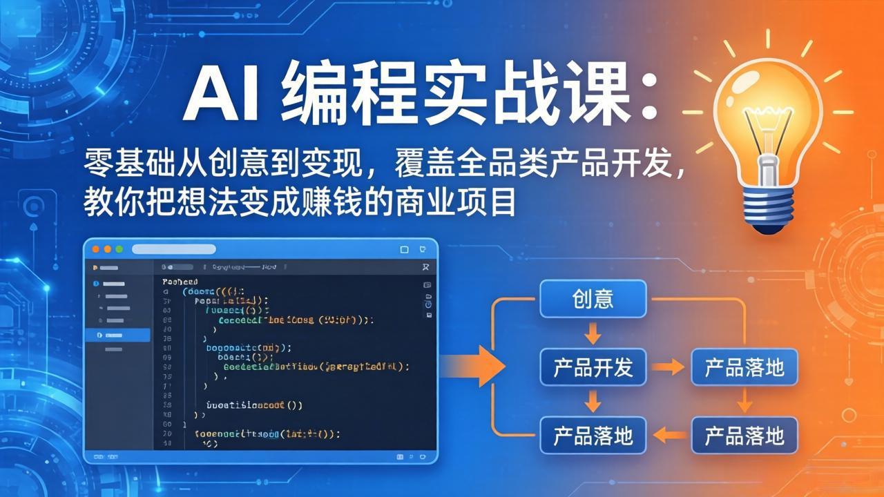 AI编程实战课-第三期-5月19更新：零基础从创意到变现，覆盖全品类产品开发，把想法变成赚钱项目-小创项目网