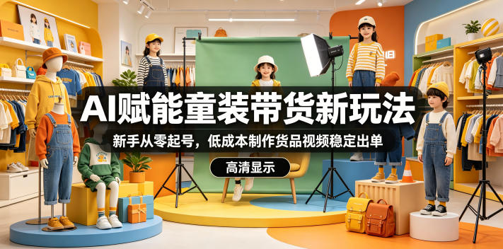 AI赋能童装带货新玩法，新手从零起号，低成本制作货品视频稳定出单-小创项目网
