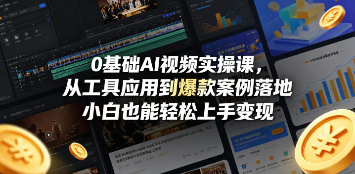 0基础AI视频实操课，从工具应用到爆款案例落地，小白也能轻松上手变现-小创项目网