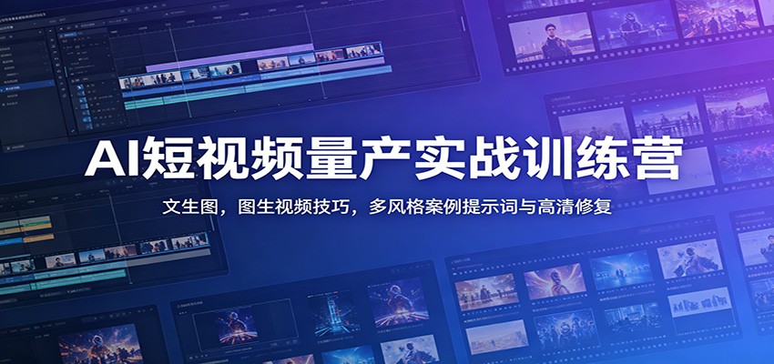 AI短视频量产实战训练营：文生图，图生视频技巧，多风格案例提示词与高清修复-小创项目网