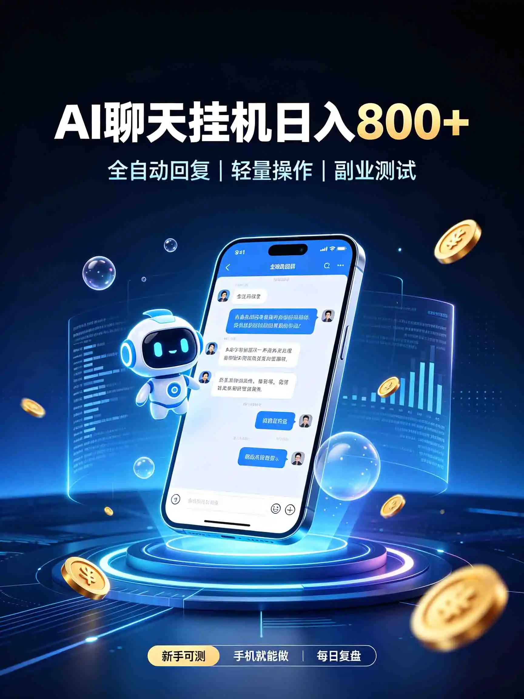AI聊天挂机，日入800+，适用个人副业，工作室矩阵操作-小创项目网