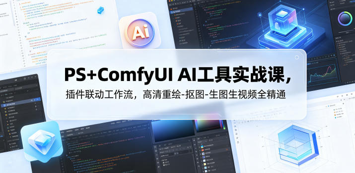 PS+ComfyUI AI工具实战课，插件联动工作流，高清重绘-抠图-生图生视频全精通-寒山客
