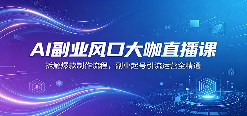 AI副业风口大咖直播课:拆解爆款制作流程,副业起号引流运营全精通-小创项目网