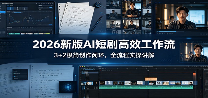 2026新版AI短剧高效工作流:3+2极简创作闭环,全流程实操讲解-小创项目网