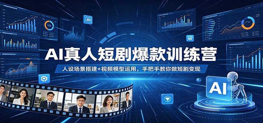 AI真人短剧爆款训练营:人设场景搭建+视频模型运用,手把手教你做短剧变现-小创项目网