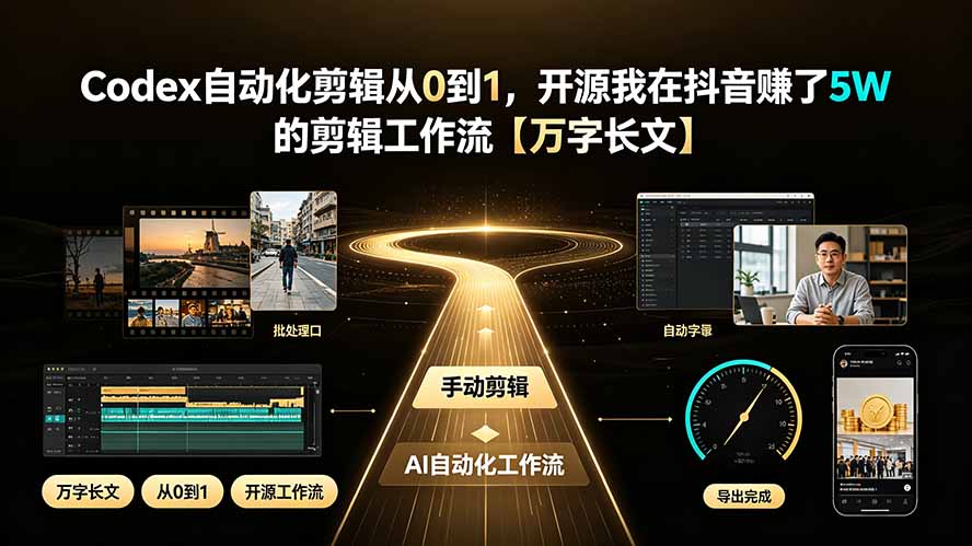 Codex自动化剪辑从0到1,开源我在抖音赚了5W 的剪辑工作流【万字长文】-寒山客